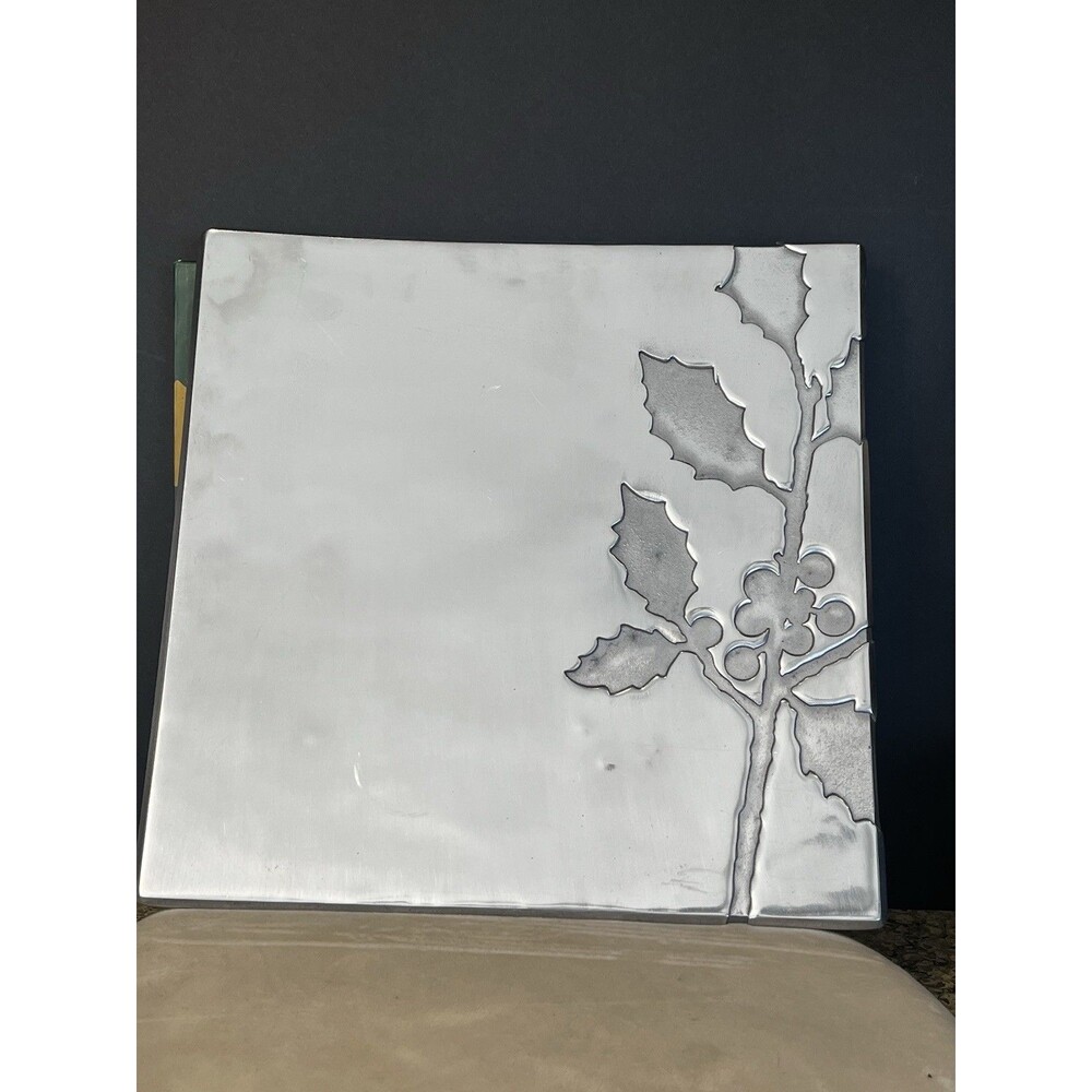 Arthur Court 12” Square Silver Holly Tray with Original Box, 2012